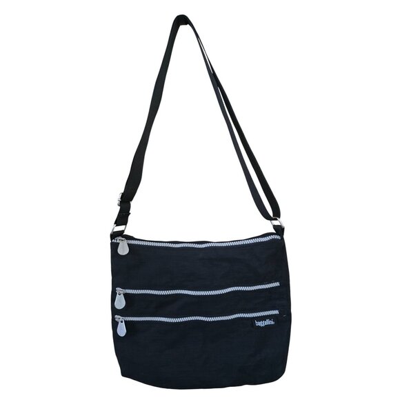 Baggallini Black Crossbody Bag With Multiple Zippers & Adjustable Strap boho - Picture 1 of 11
